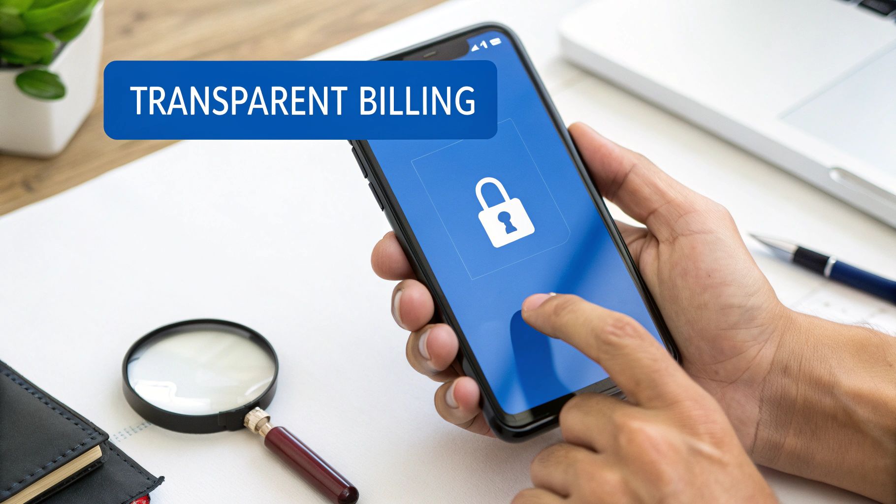 Person gibt sicher Zahlungsinformationen auf dem Smartphone ein, um Guthaben für eine internationale Anruf-App zu kaufen.