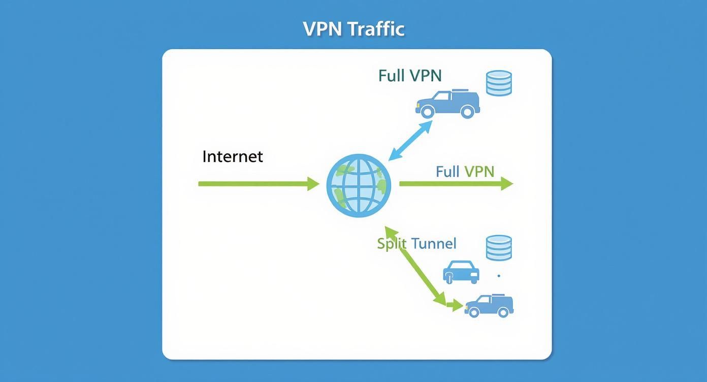 Infografik: Was ist Split-Tunneling (VPN)