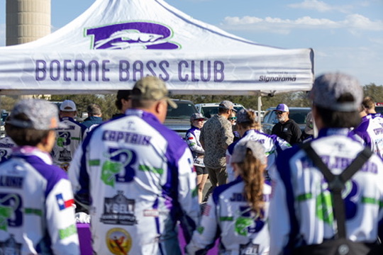 Boerne Bass Club bass fishing team at tournament, Boerne Texas youth bass fishing