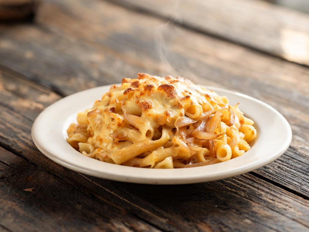 Cheddar and Onion Pasta Bake