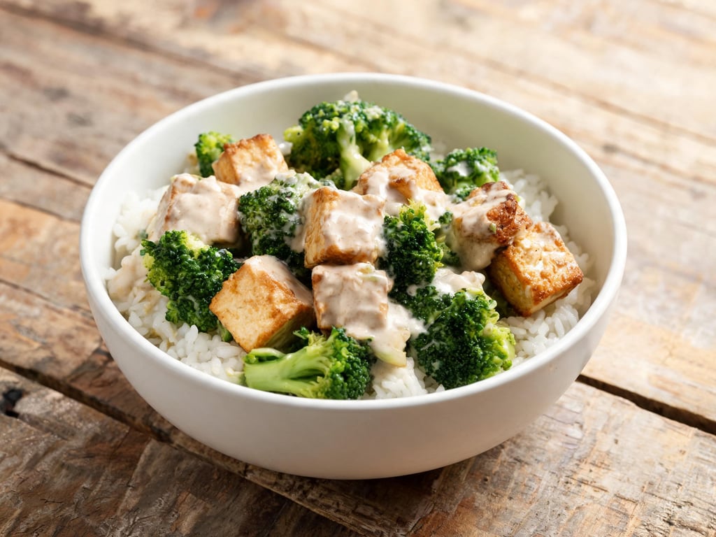 Coconut Broccoli Tofu Rice Bowl