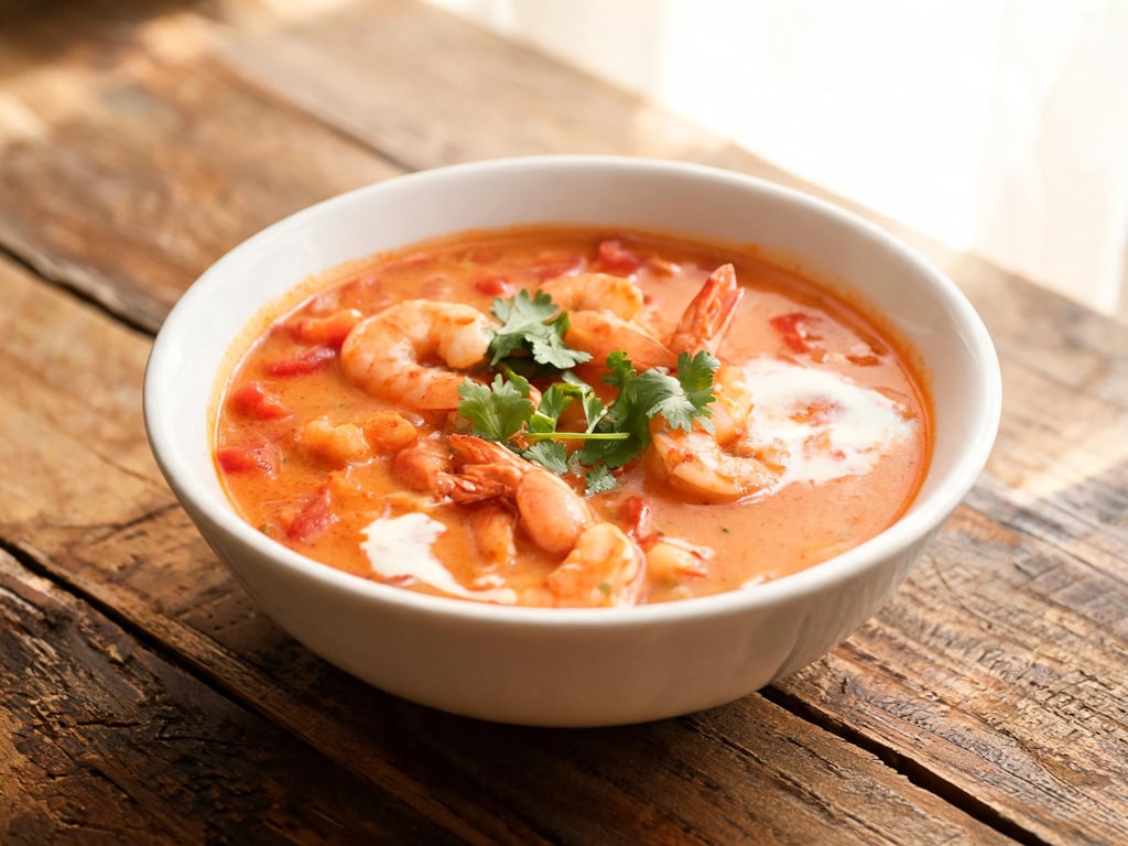 Tomato Coconut Shrimp Soup