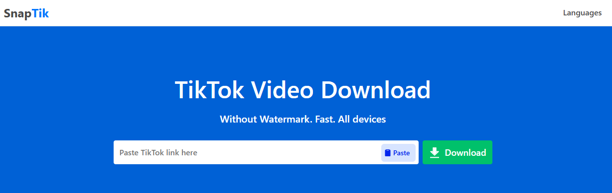 Salah satu situs downloader TikTok gratis, SnapTik