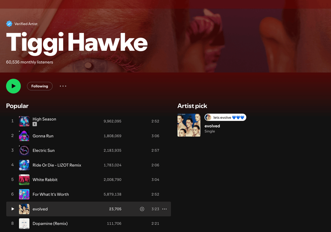 [Stream Tiggi Hawke’s music on Spotify.]