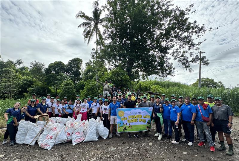 Over 75 volunteers, including employees of Bago Hydro Power Resources, representatives from the local government of Murcia, Negros Occidental, and community members, join the river cleanup activity as part of the We Power with Care Day celebration.
