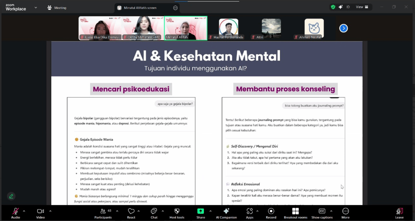 AI membantu kesehatan mental lewat psikoedukasi dan dukungan proses konseling