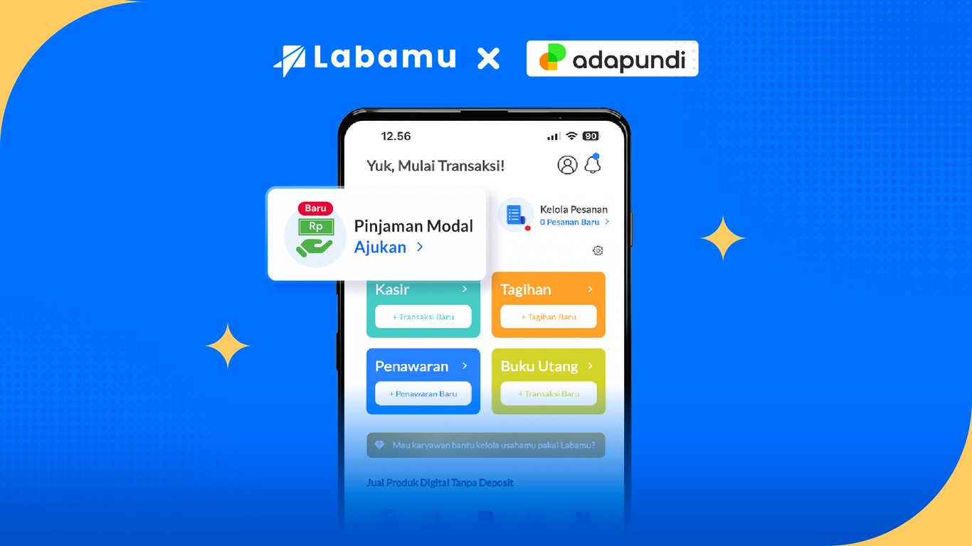 Para pengguna Labamu dapat mengakses layanan adapundi hanya dengan menekan tombol yang terintegrasi di dalam aplikasi.