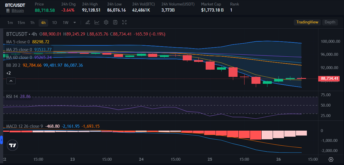 BTC price on February 26 | Source: Bitrue Market