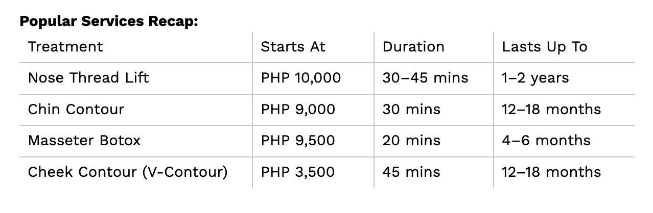 Popular services at MOLD Manila