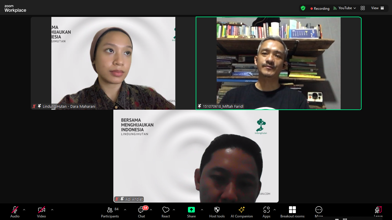 Miftah Faridl dan Adi Hidayat menjadi pembicara di Webinar Jurnalisme Lingkungan.