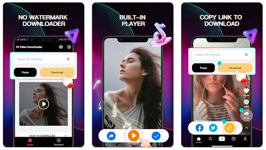  Tampilan salah satu aplikasi pengunduh video TikTok, TikMate