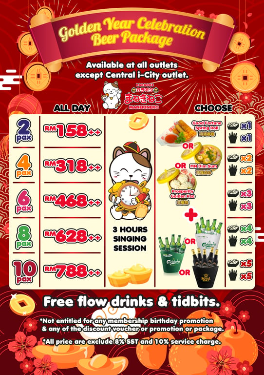 Ring in Chinese New Year 2025 with Karaoke Manekineko’s Golden Year Celebration Packages!