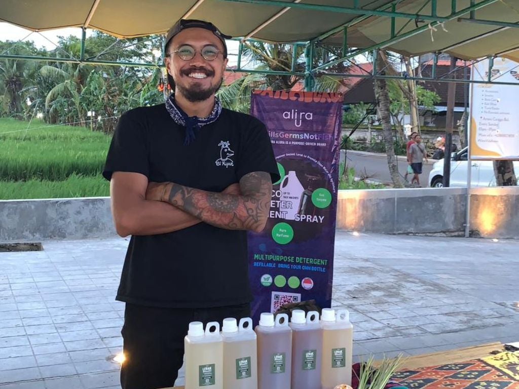 Pramudono Adhi Kumoro, co-founder, Alira Alura saat Pop Up Market, Bali, Indonesia (Sumber: Dok. Pribadi/Arfiana Maulina)