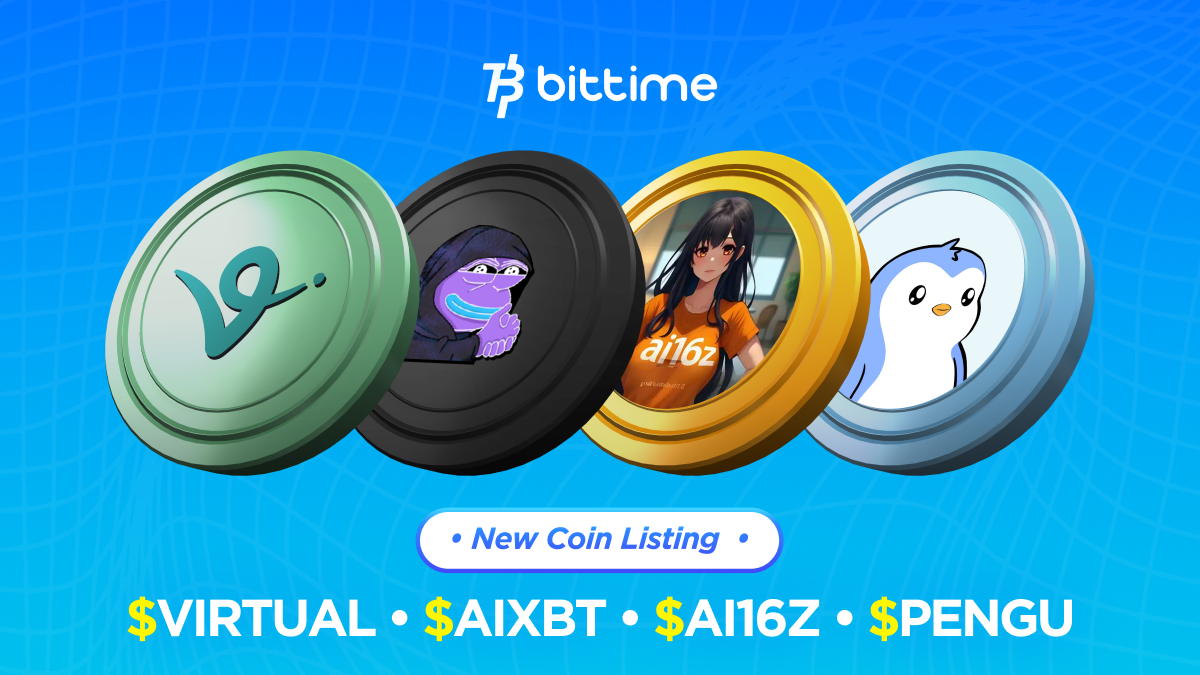<i>Bittime Listing $VIRTUAL, $AIXBT, $AI16Z, dan $PENGU di Platform nya.</i>