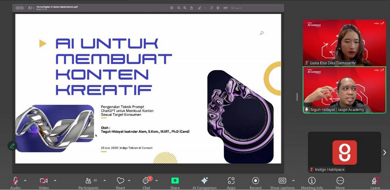 Teguh Hidayat CEO Jasgo Academy & Dosen IT UMS, memandu sesi prompting AI untuk konten pemasaran