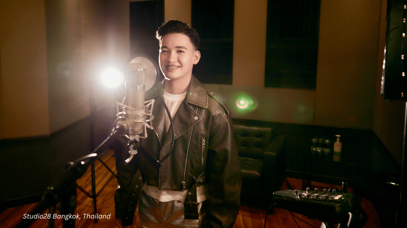 In photo: Jan Francis recording at Studio 28 in Bangkok, Thailand.