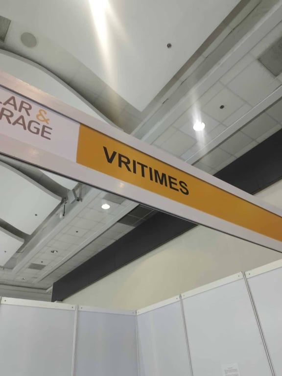 VRITIMES' name plate on the booth decoration at Solar & Storage Live Philippines 2025