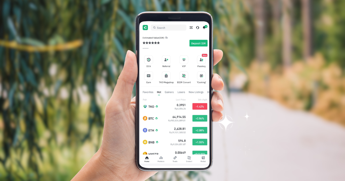 Ilustrasi aplikasi Tokocrypto dengan fitur terbaru. Sumber: Tokocrypto.