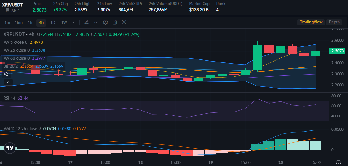 XRP price on 20 March | Source: Bitrue