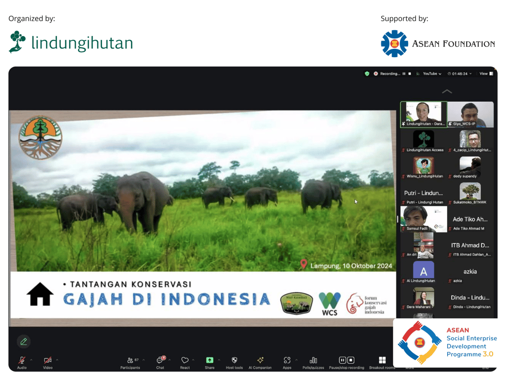 Pemaparan materi dalam Webinar Gajahlah Way Kambas.