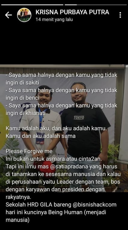 Doc. Testimoni Sekolah HRD Gila Satia Pradana, Bisnishack