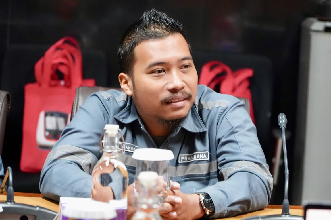 Kepala Departemen Fasilitas Operasi Prasarana LRT Jakarta, Moses Sitio, saat menyampaikan maksud dan tujuan kegiatan <i>benchmarking</i> ke KAI Daoo 1 Jakarta.