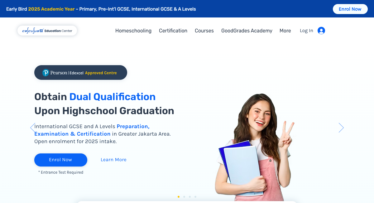 Siswa sekolah nasional maupun homeschooling dapat mendapatkan sertifikat internasional bersama Calculus