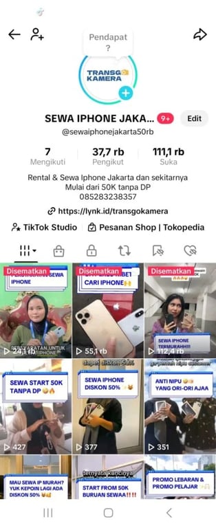 Tiktok Sewa Iphone Jakarta Transgo Kamera