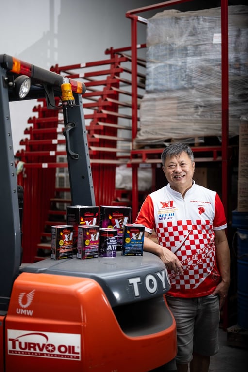 Founder James Ng and Turvo Oil's range of API compliant oils