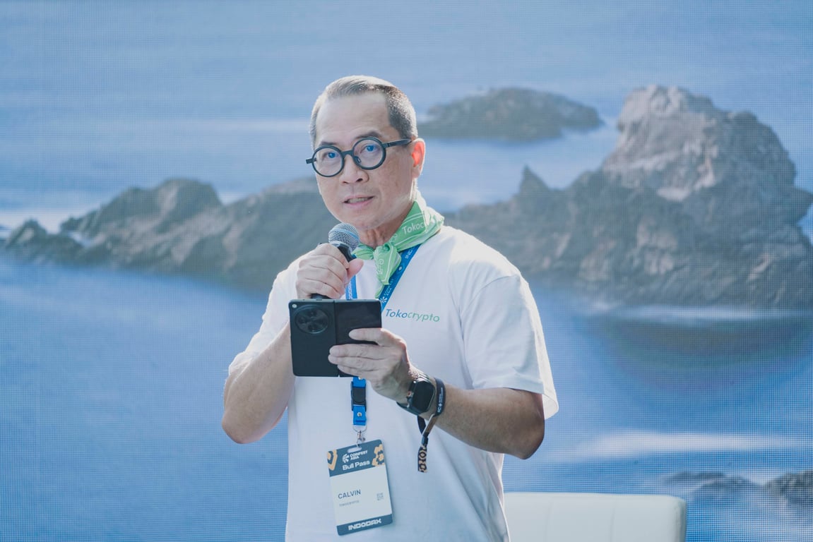CEO Tokocrypto, Calvin Kizana di acara Tokocrypto Beach Horizon, bagian dari perhelatan Coinfest 2026 di Bali pada 21 Agustus 2026. Sumber: Tokocrypto.