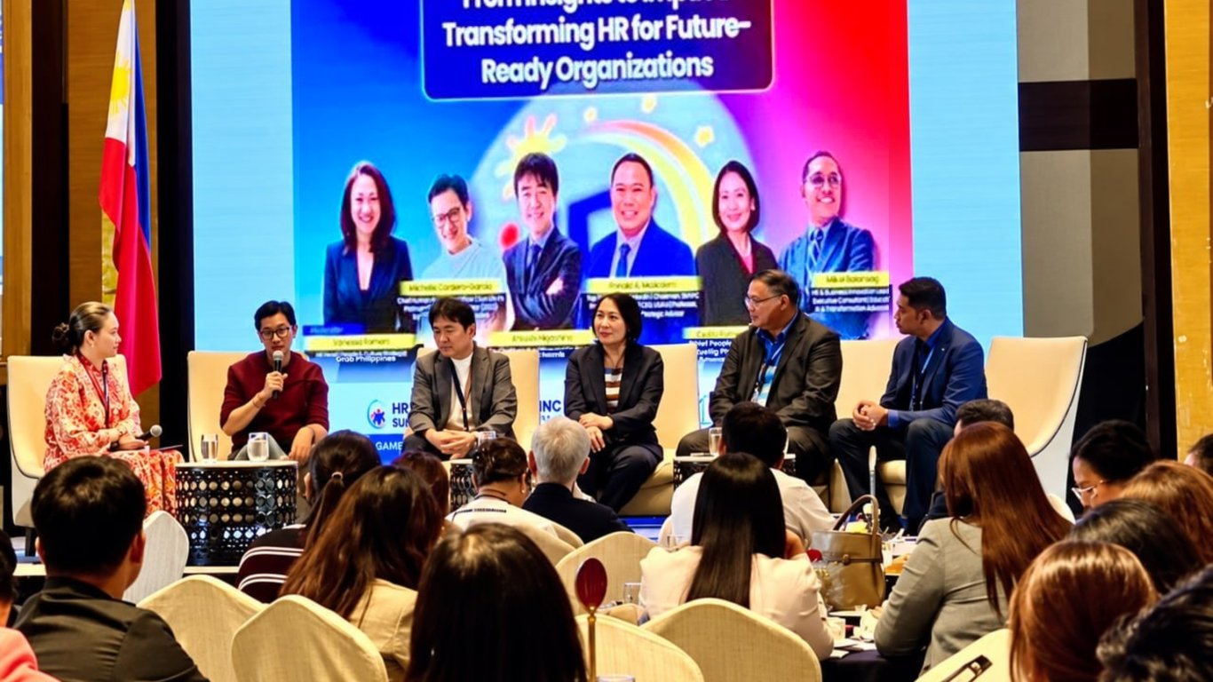 From left: Vanessa Romero, Michelle Cordero-Garcia, Atsushi Higashino, Pinky Diokno, Dr. Ronald Malicdem, and Mikel Leroi Balansag, panelists at the 3rd HR e-Knowledge Summit.