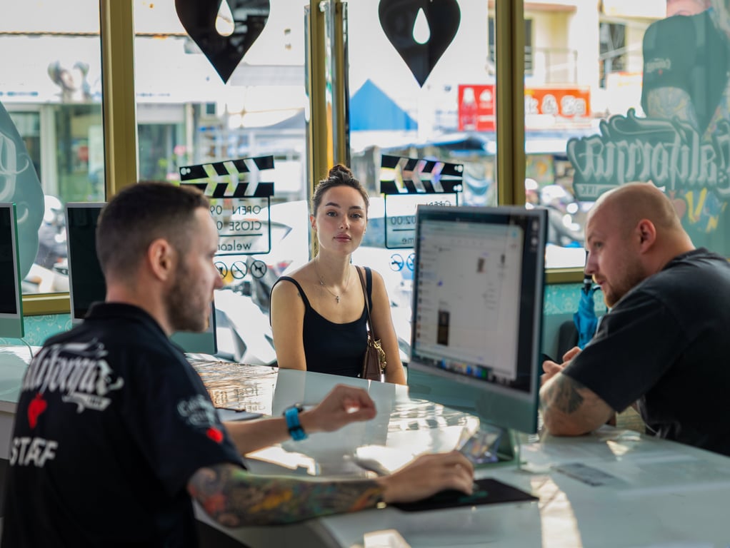 Clients collaborate with their artist to refine the design before the tattoo appointment, creating a personalised experience from the very beginning.