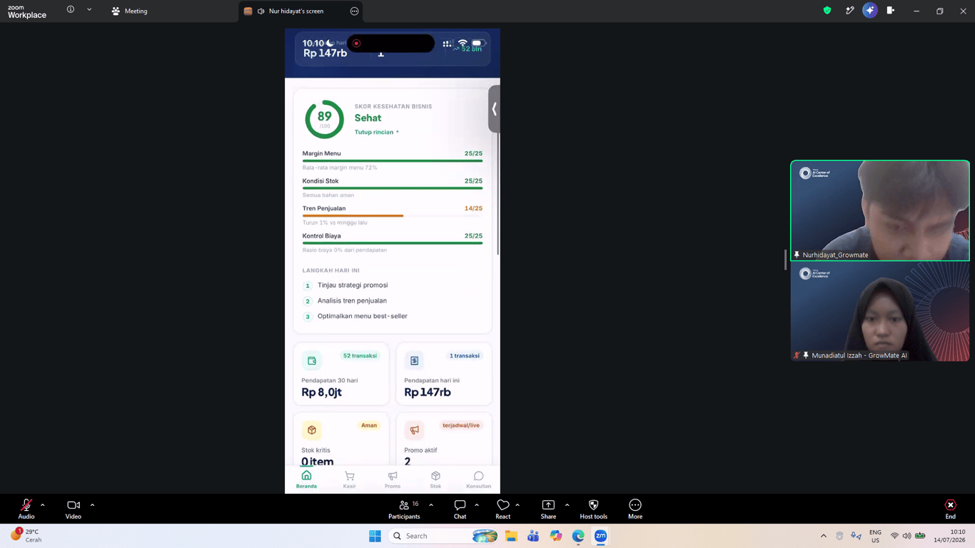 Sesi internal demo oleh salah satu tim peserta AI Connect Innovation Lab