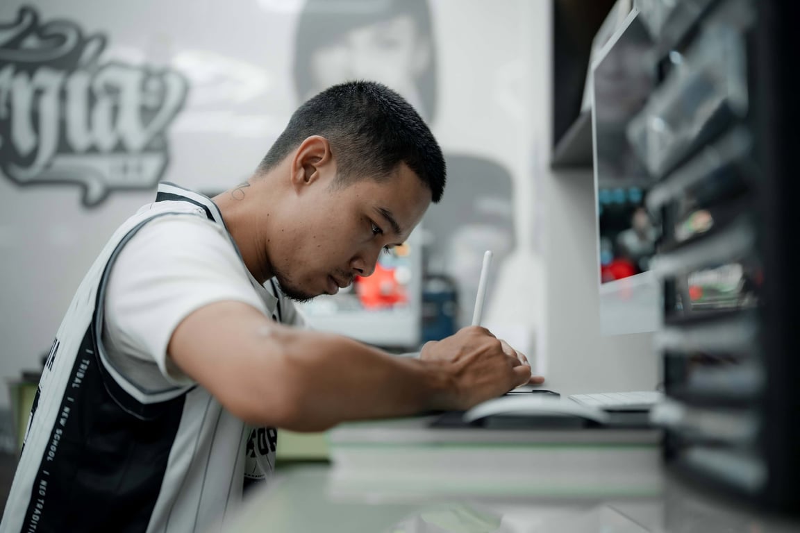  A custom tattoo begins with understanding each client's vision before creating artwork designed specifically for them.  