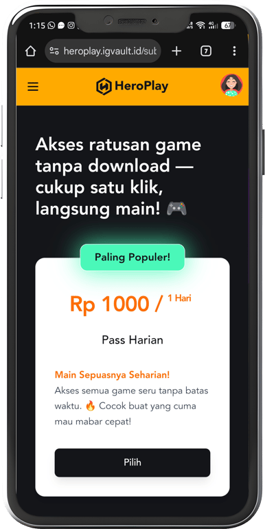 Biaya berlangganan mulai dari Rp 1000 per hari.