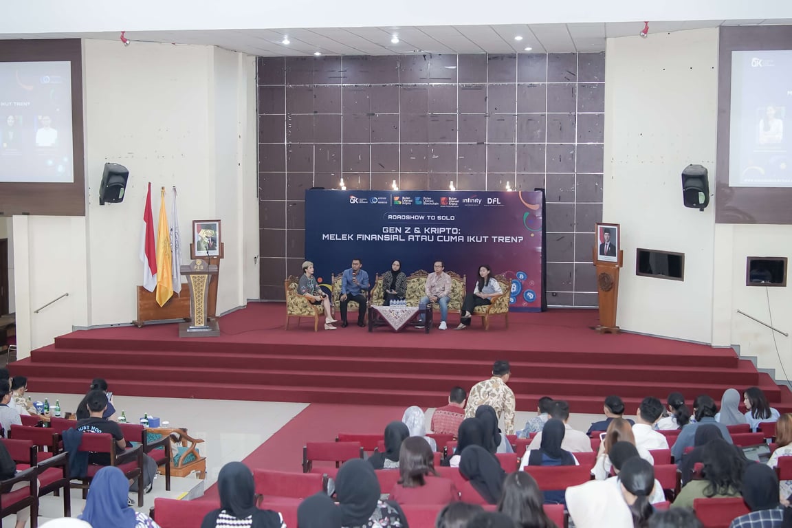 Seminar Roadshow Bulan Literasi Kripto (BLK) 2026 di Universitas Sebelas Maret, Solo pada Selasa, 14 April 2026. Sumber: Asosiasi Blockchain Indonesia (ABI).