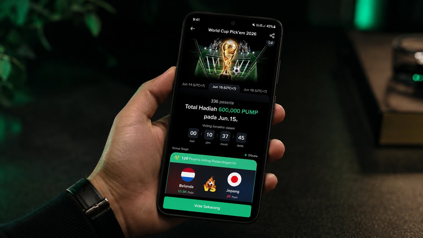 Ilustrasi game&nbsp;World Cup Pick’em 2026 di aplikasi Tokocrypto. Sumber: Tokocrypto.