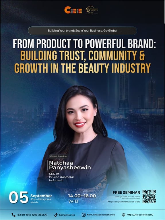 Natchaa Panyasheewin, CEO of PT Ran Kosmetik Indonesia, membawakan topik “From Product to Powerful Brand: Building Trust, Community & Growth in the Beauty Industry”.