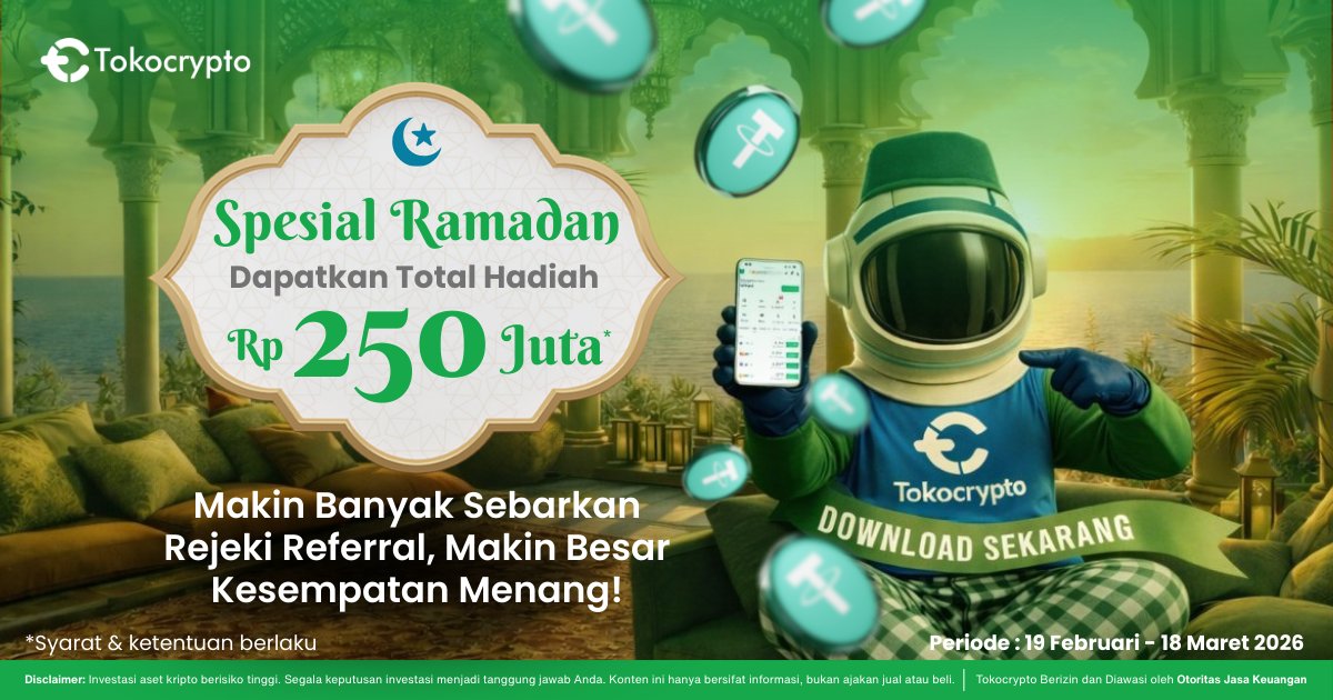 Ilustrasi program Ramadan makin berkah bareng Tokocrypto berkesempatan dapetin total hadiah Rp 250 Juta. Sumber: Tokocrypto.