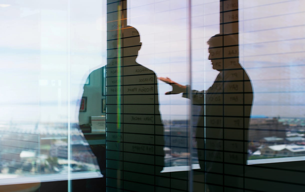 Two men conversing in the office