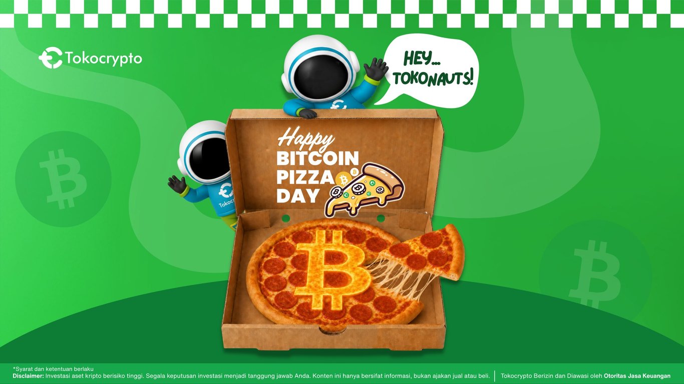 Ilustrasi perayaan&nbsp;Bitcoin Pizza Day. Sumber: Tokocrypto.