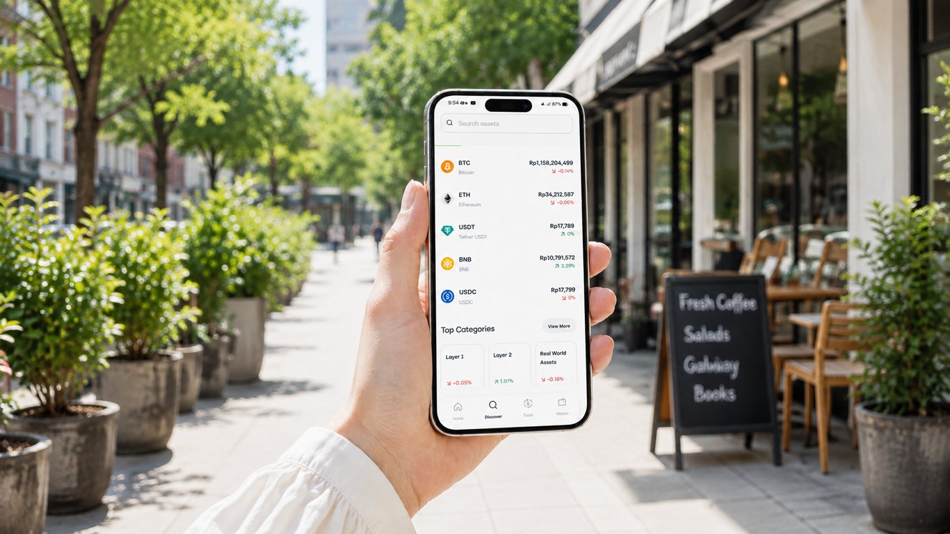 Ilustrasi pergerakan harga Bitcoin (BTC) dan aset kripto lainnya di aplikasi FLOQ. Sumber: FLOQ.