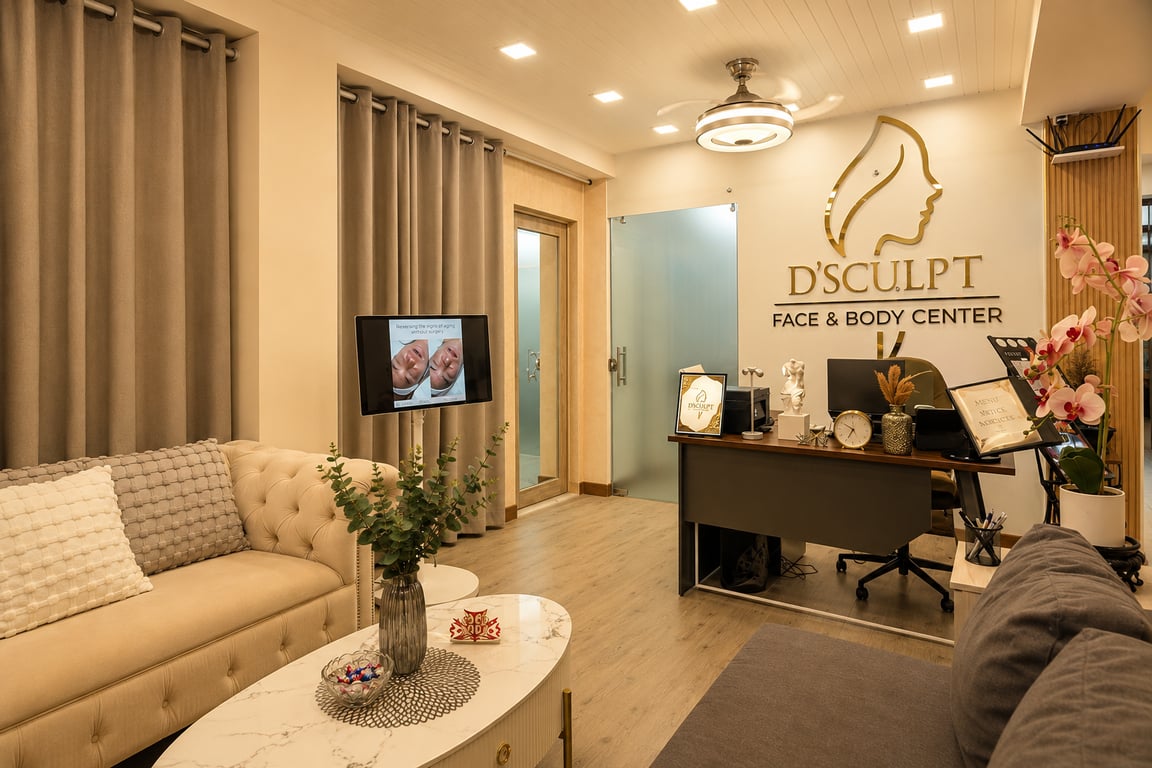 The reception area at D'Sculpt Face & Body Center in Cebu City.