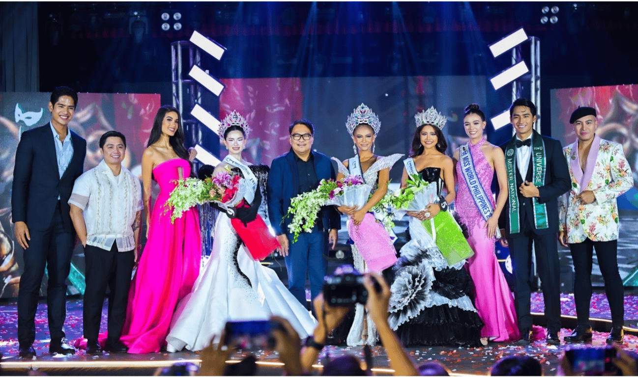 Casino Plus Head of Branding Roj Tirona (second from left) and Mayor Greg Gasataya with the winners of Miss Bacolod MassKara 2026, led by Macy Alaine Albarico (center).