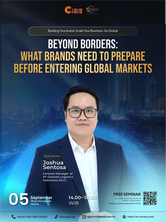 Joshua Sentosa, General Manager of PT Oriental Logistics Indonesia (OLC), membawakan topik “Beyond Borders: What Brands Need to Prepare Before Entering Global Markets”.