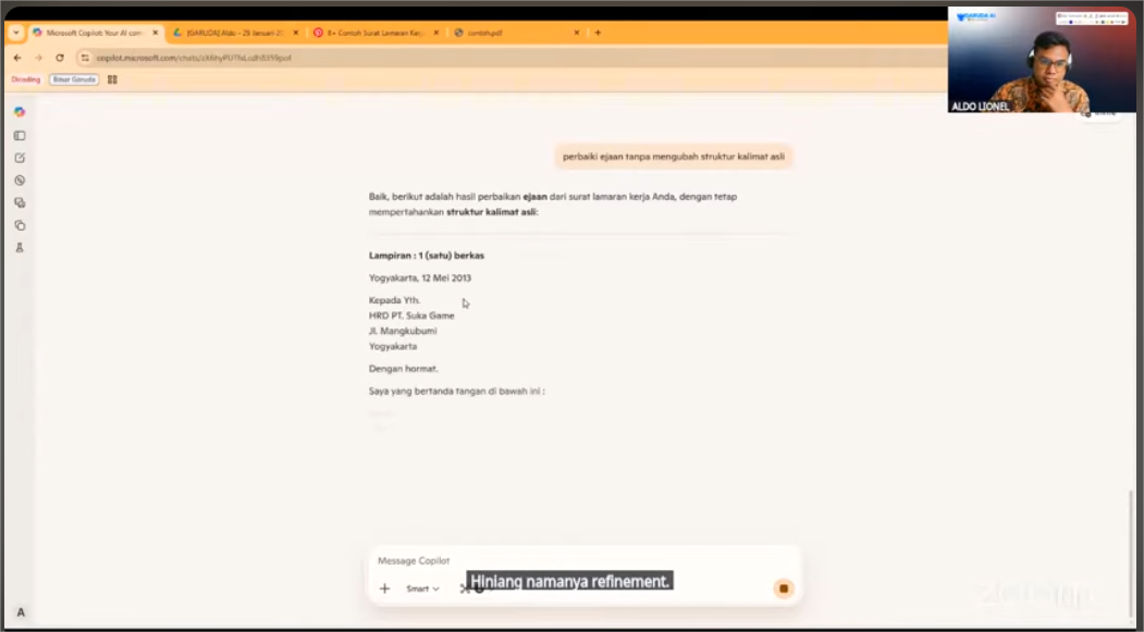 Sesi praktek penggunaan Generative AI Microsoft Copilot