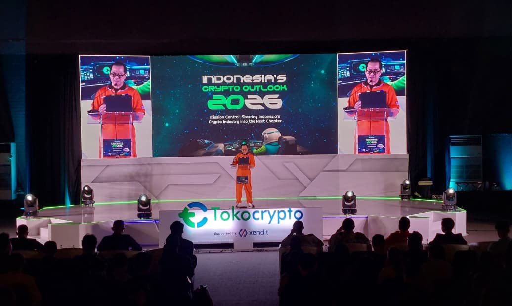 CEO Tokocrypto, Calvin Kizana, saat presentasi pertumbuhan bisnis Tokocrypto di acara Indonesia Crypto Outlook 2026 di Jakarta, Kamis (29/1). Sumber: Tokocrypto.