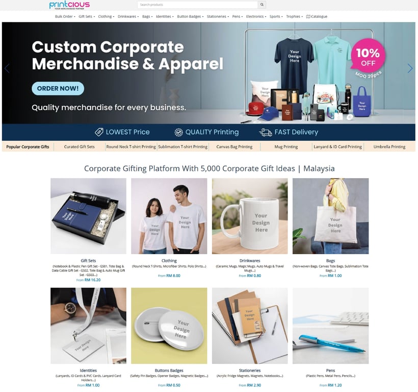 Custom apparel, corporate gifts and event merchandise with in-house printing, flexible quantities and reliable nationwide delivery.