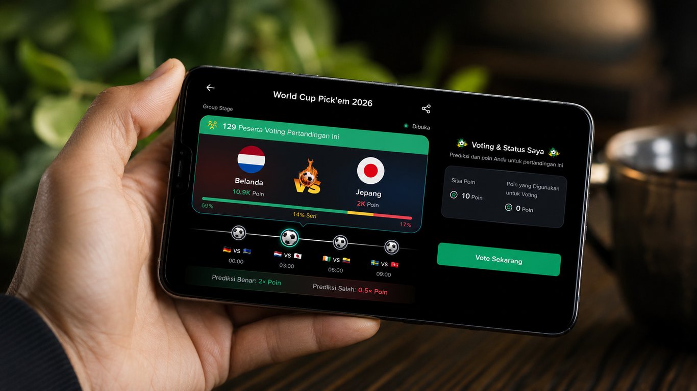Ilustrasi game World Cup Pick’em 2026 di aplikasi Tokocrypto. Sumber: Tokocrypto.