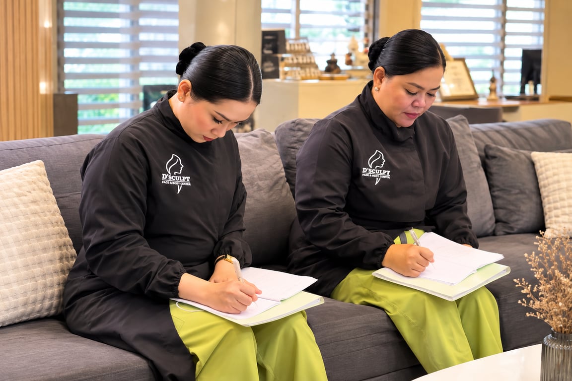 D'Sculpt team members during a training session.